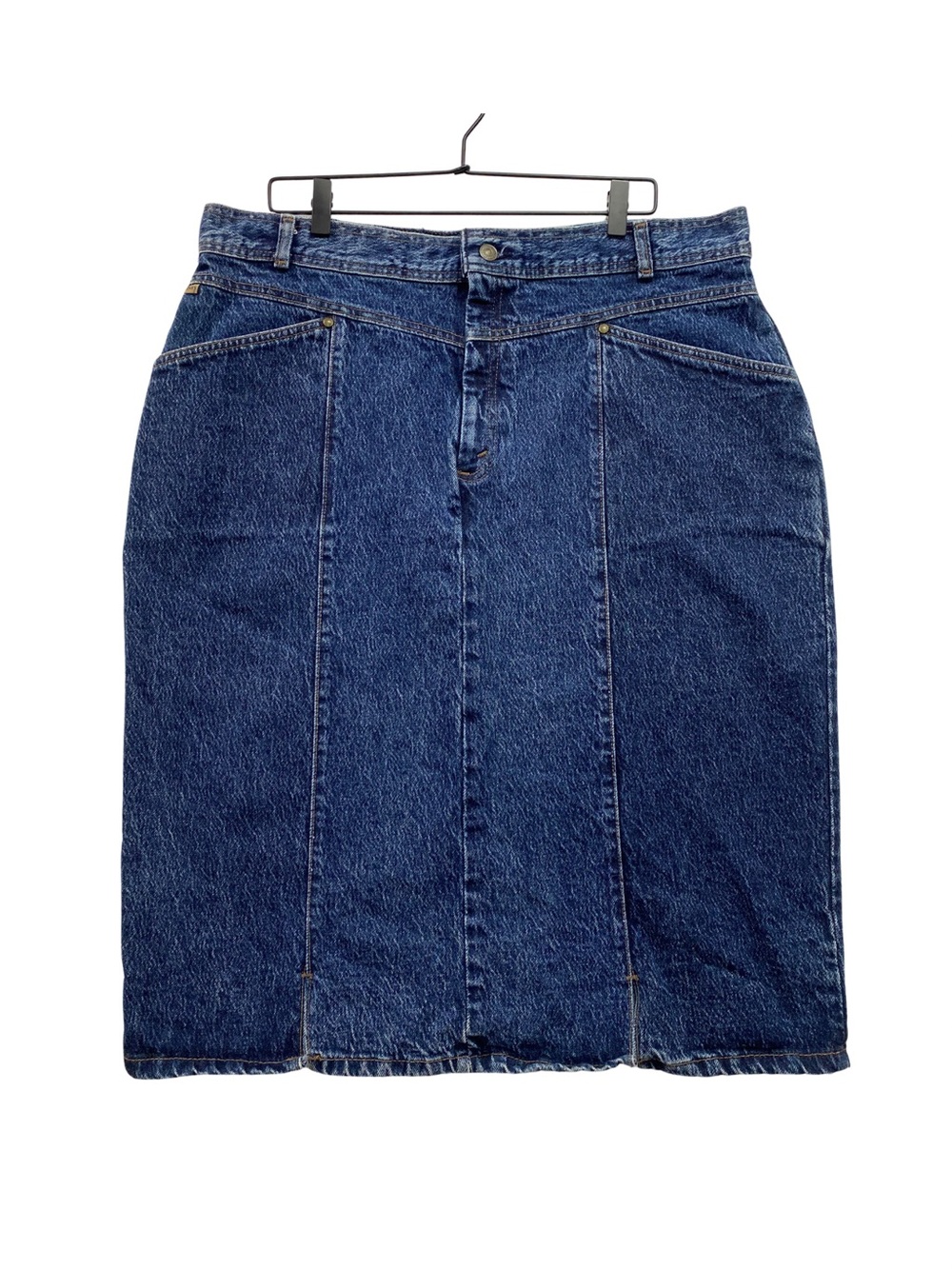 Vintage 80s Levi's Denim Midi Skirt Made in USA Plus Size 16/18 High Waist 719